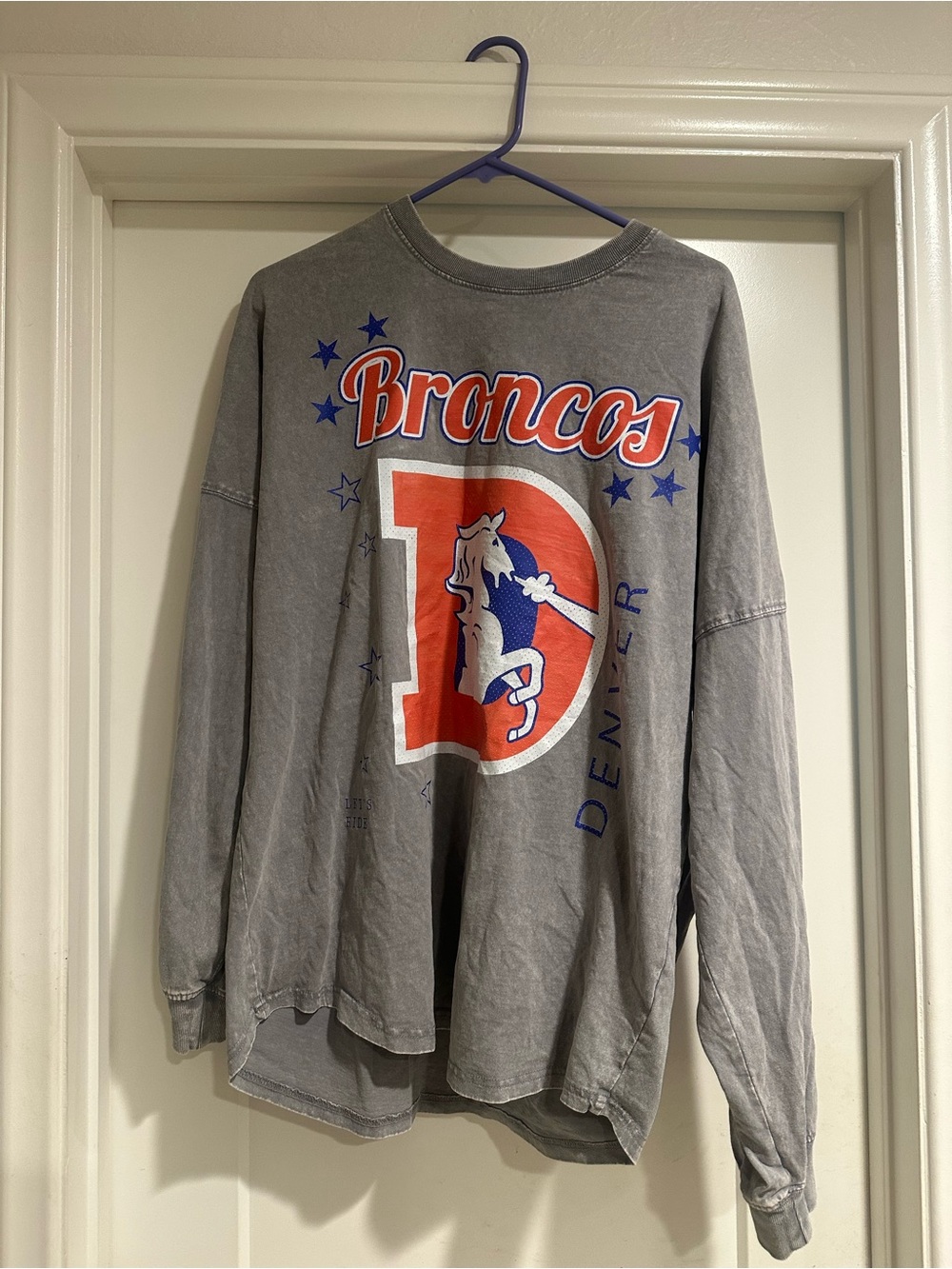 Denver Broncos Gray Long-Sleeve Graphic Shirt